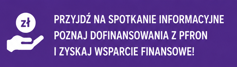 Fioletowe tło. Biały napis 