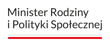 Obraz przedstawia tekst Minister Rodziny i Polityki Społecznej. Wyrażenie zapisane dużą czcionką w kolorze czarnym. Tekst zapisany w dwóch linijkach. Pod tekstem podkreślenie w kolorach flagi Polski tj. biało-czerwonym
